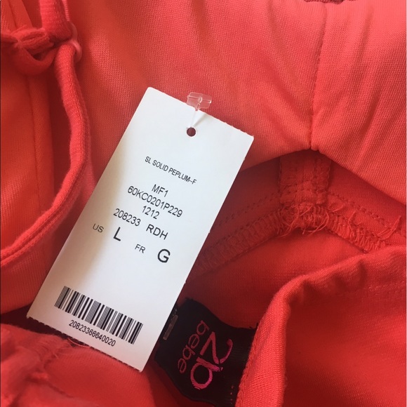 COPY - 2b BEBE NWT - Peplum Dark Pink Tank Top - Large - Picture 7 of 9